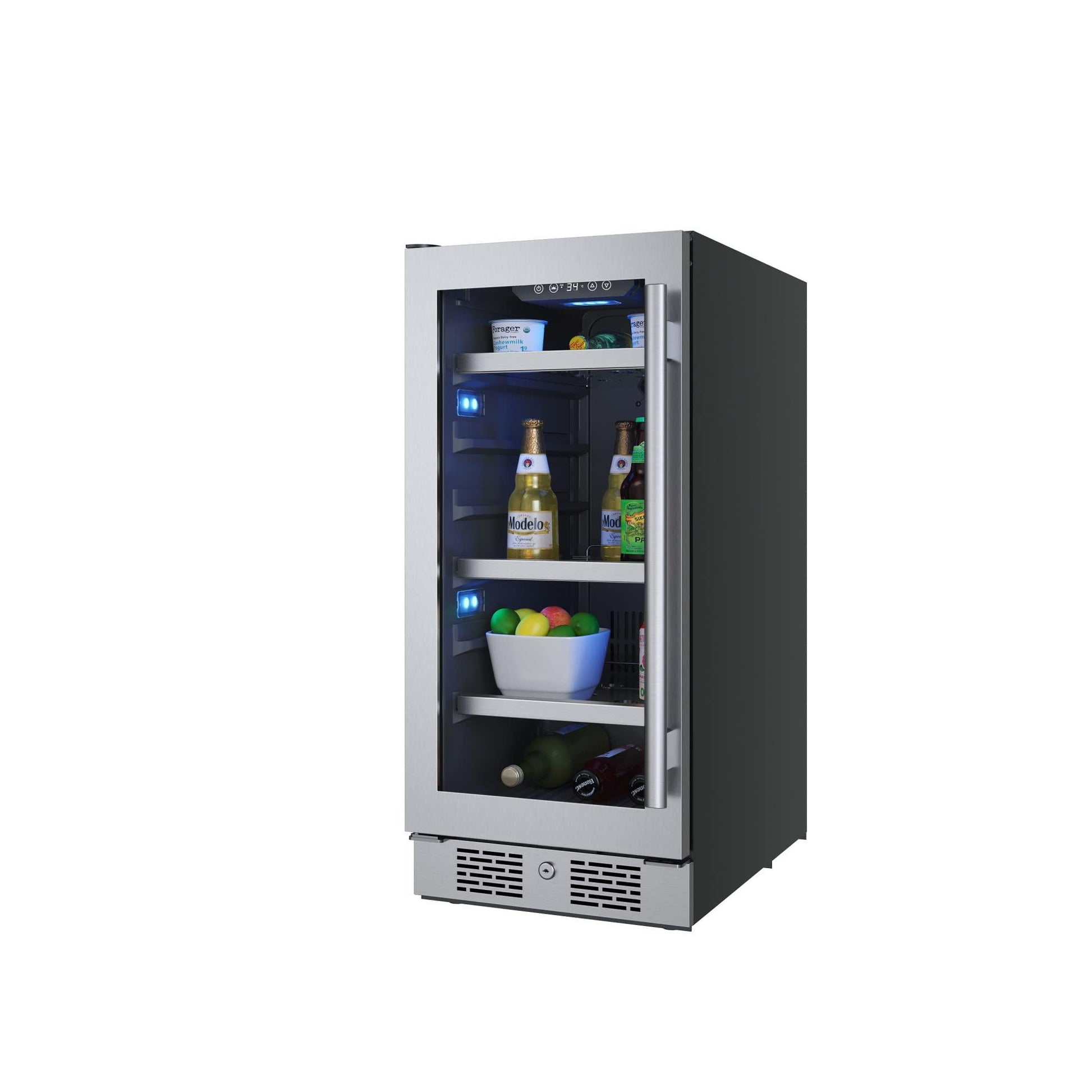 Avallon ABR152SGLH 15 Inch Wide 86 Can Beverage Center with LED Lighting - CookCave