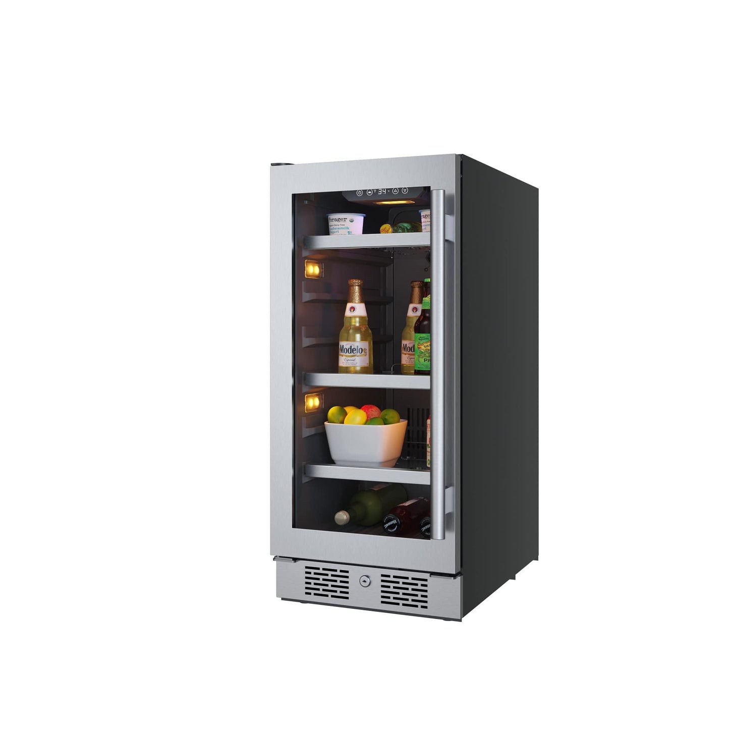 Avallon ABR152SGLH 15 Inch Wide 86 Can Beverage Center with LED Lighting - CookCave