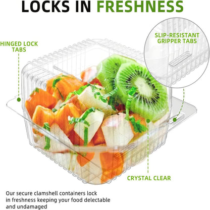 Axe Sickle 200 Pcs 5 x 5 inch Clear Plastic Hinged Take Out Containers Clamshell Takeout Tray Food Clamshell Containers for Dessert, Cakes, Cookies, Salads, Pasta, Sandwiches - CookCave