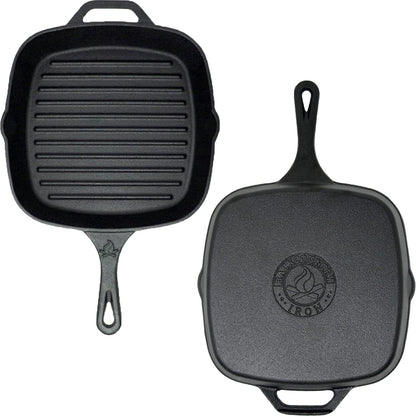 Backcountry Iron 8 Inch Square Grill Pan Medium Pre-Seasoned Cast Iron - CookCave