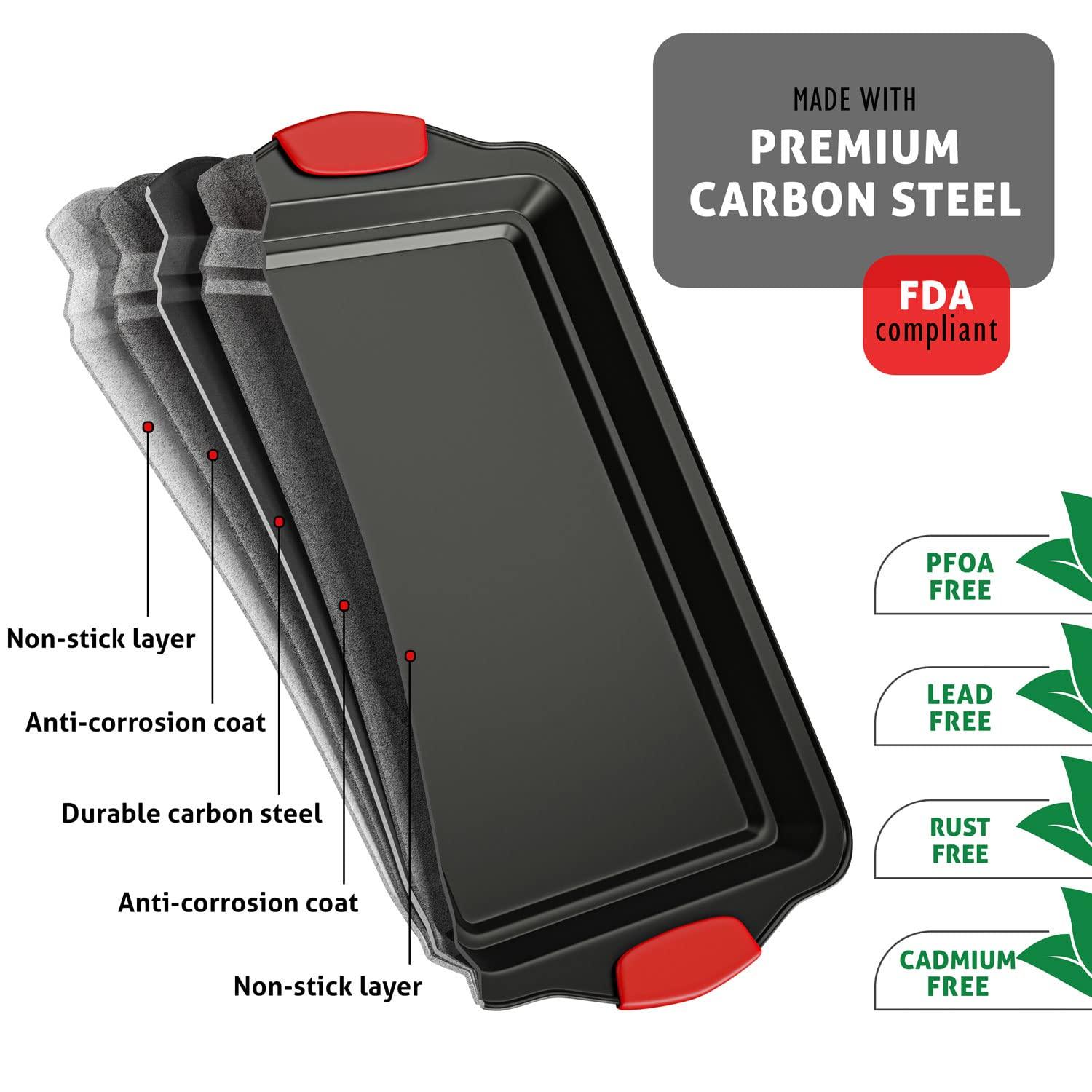 Baking Pan Set, 15 Piece Premium Nonstick Bakeware Sets BPA Free, Cookie Sheets Nonstick Steel Baking Sheets for Oven with Muffin Pan, Cake Pan & Kitchen Utensils - Black - CookCave