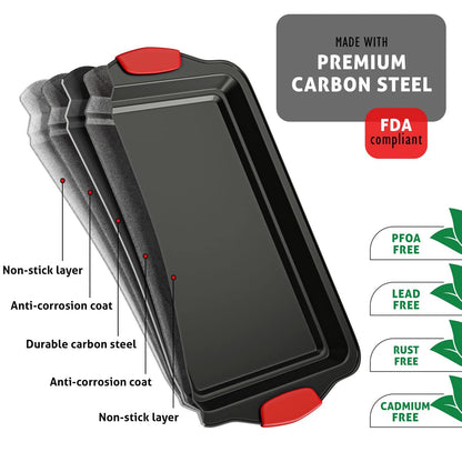 Baking Pan Set, 15 Piece Premium Nonstick Bakeware Sets BPA Free, Cookie Sheets Nonstick Steel Baking Sheets for Oven with Muffin Pan, Cake Pan & Kitchen Utensils - Black - CookCave