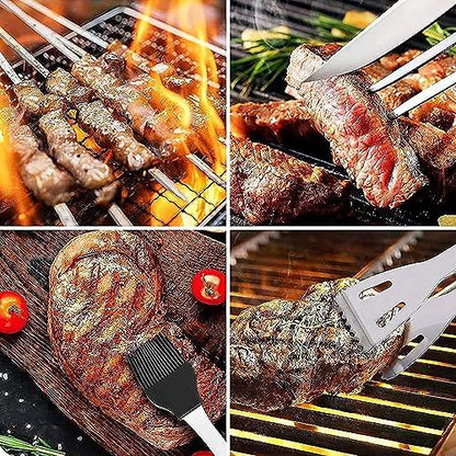 BBQ Accessories Kit - 20pcs Stainless BBQ Grill Tools Set for Smoker Camping Barbecue Grilling Tools BBQ Utensil Set Outdoor Cooking Tool Set with Canvas Bag Gift for Thanksgiving Day, Christmas - CookCave