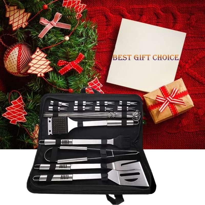 BBQ Accessories Kit - 20pcs Stainless BBQ Grill Tools Set for Smoker Camping Barbecue Grilling Tools BBQ Utensil Set Outdoor Cooking Tool Set with Canvas Bag Gift for Thanksgiving Day, Christmas - CookCave