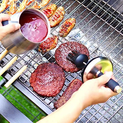BBQ Basting Pot with 3 Basting Brushes Set,Airtight Stainless Steel Barbecue Sauce Pot,Silicone BBQ Brushes for Sauce,BBQ Grilling Gifts for Men Dad,BBQ Gadgets Grill Accessories,32oz Large Capacity - CookCave