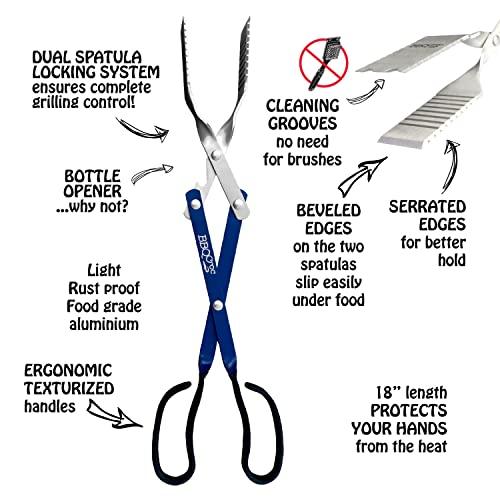 BBQ Croc 3-in-1 Barbecue Tong Tool & 18-inch Lightweight Tongs, Spatula and Grill Scraper - CookCave