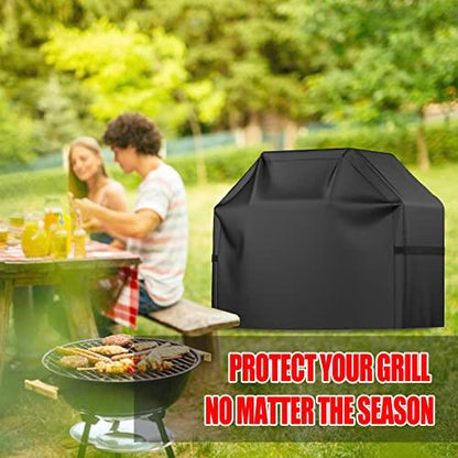 BBQ Grill Cover, Waterproof, Weather Resistant, Rip-Proof, Anti-UV, Fade Resistant, with Adjustable Velcro Strap, Gas Grill Cover for Weber,Char Broil,Nexgrill Grills, etc. 58 inch, Black - CookCave