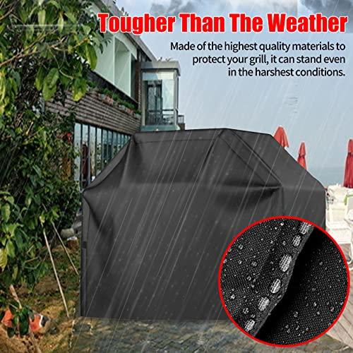 BBQ Grill Cover, Waterproof, Weather Resistant, Rip-Proof, Anti-UV, Fade Resistant, with Adjustable Velcro Strap, Gas Grill Cover for Weber,Char Broil,Nexgrill Grills, etc. 58 inch, Black - CookCave