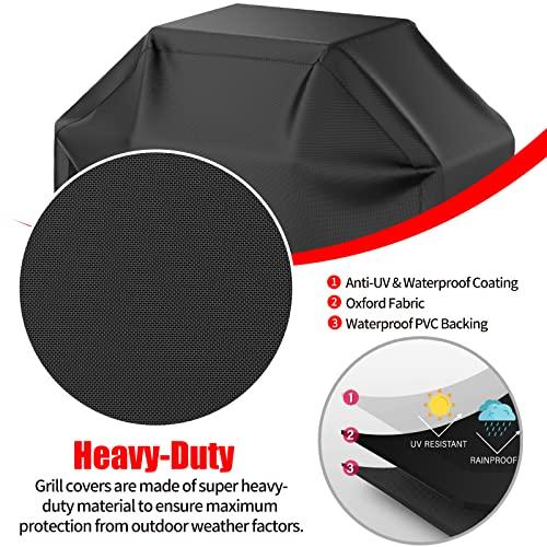 BBQ Grill Cover, Waterproof, Weather Resistant, Rip-Proof, Anti-UV, Fade Resistant, with Adjustable Velcro Strap, Gas Grill Cover for Weber,Char Broil,Nexgrill Grills, etc. 58 inch, Black - CookCave