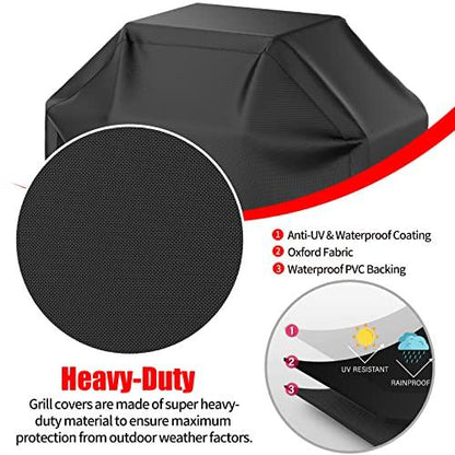 BBQ Grill Cover, Waterproof, Weather Resistant, Rip-Proof, Anti-UV, Fade Resistant, with Adjustable Velcro Strap, Gas Grill Cover for Weber,Char Broil,Nexgrill Grills, etc. 58 inch, Black - CookCave