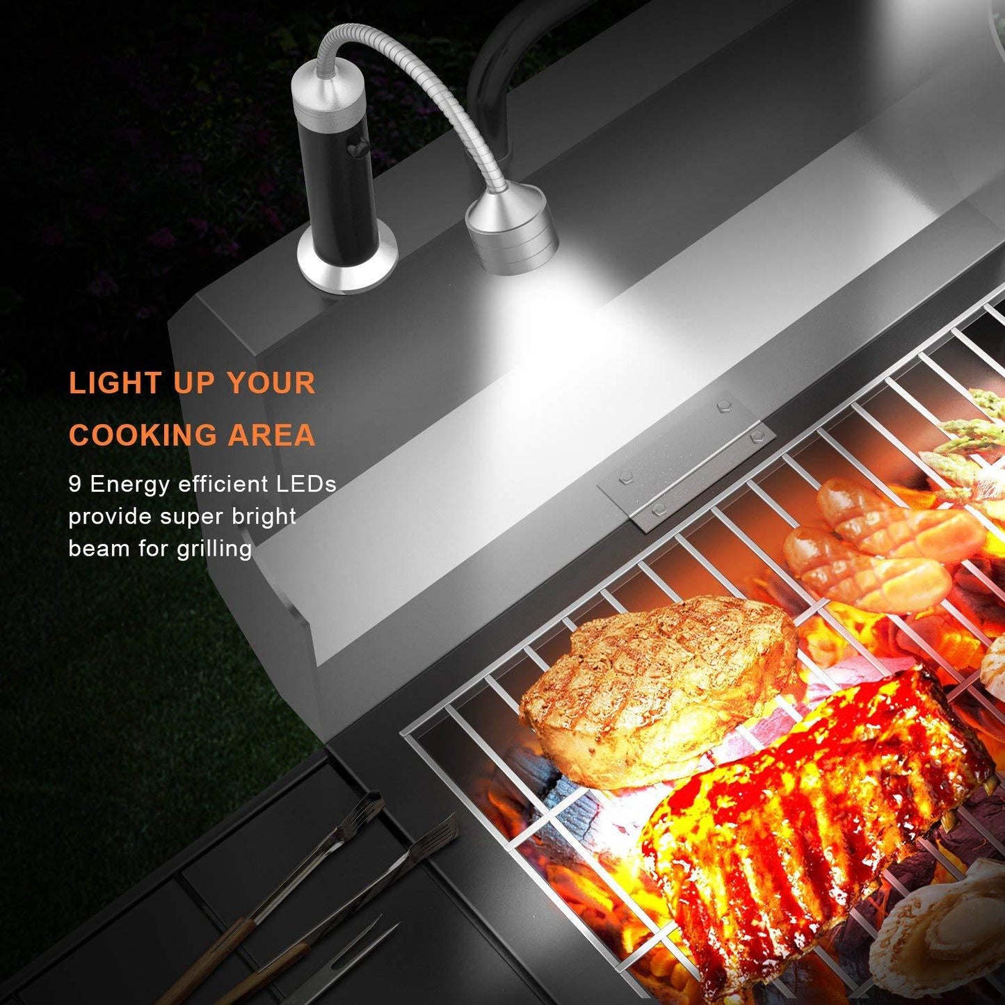 BBQ Grill Light Grilling Accessories for Outdoor, Magnetic Barbecue LED Night Lamp Flexible Gooseneck Cool Traveler Supplies Lighter, Men Dad Gift Pellet Smoker Griddle Gadget - CookCave