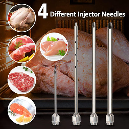 BBQ Monster Meat Injector Syringe Kit with 4 Professional Marinade Injector Needles for BBQ Grill Smoker, Turkey and Brisket; 2-oz Large Capacity, Including Paper User Manual, Recipe E-Book (PDF) - CookCave