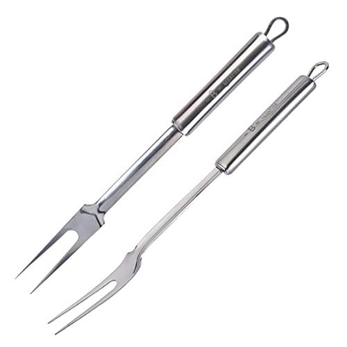 Begatter Meat Forks, Two Prong Large Forks for Cooking Kitchen Carving Serving BBQ Grilling, Stainless Steel, 13.3 Inch Long, 2 PCS - CookCave