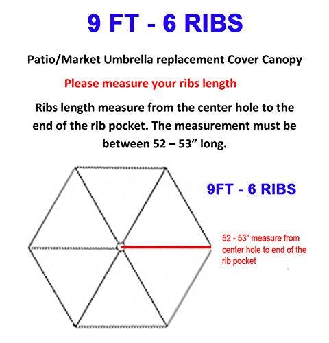 BELLRINO Replacement * Peacock Blue * Umbrella Canopy for 9 ft 6 Ribs (Canopy Only) (Peacock BLUE-96) - CookCave