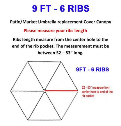 BELLRINO Replacement * Peacock Blue * Umbrella Canopy for 9 ft 6 Ribs (Canopy Only) (Peacock BLUE-96) - CookCave