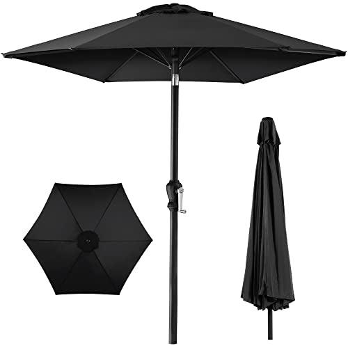 Best Choice Products 10ft Outdoor Steel Polyester Market Patio Umbrella w/Crank, Easy Push Button, Tilt, Table Compatible - Black - CookCave