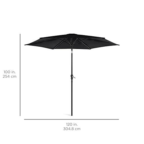 Best Choice Products 10ft Outdoor Steel Polyester Market Patio Umbrella w/Crank, Easy Push Button, Tilt, Table Compatible - Black - CookCave