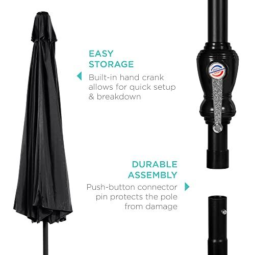 Best Choice Products 10ft Outdoor Steel Polyester Market Patio Umbrella w/Crank, Easy Push Button, Tilt, Table Compatible - Black - CookCave