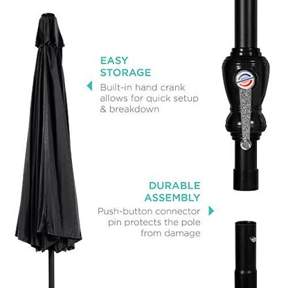 Best Choice Products 10ft Outdoor Steel Polyester Market Patio Umbrella w/Crank, Easy Push Button, Tilt, Table Compatible - Black - CookCave