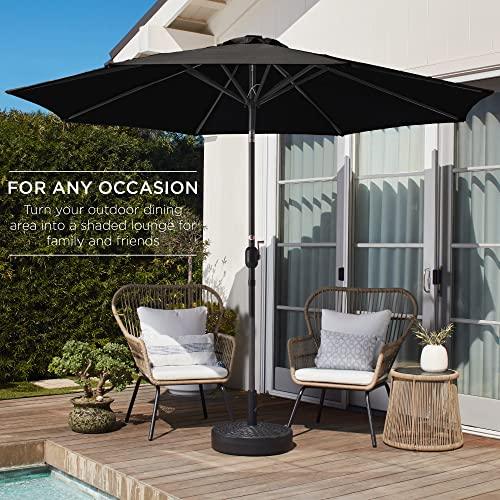 Best Choice Products 10ft Outdoor Steel Polyester Market Patio Umbrella w/Crank, Easy Push Button, Tilt, Table Compatible - Black - CookCave