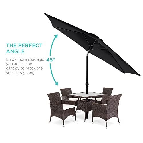 Best Choice Products 10ft Outdoor Steel Polyester Market Patio Umbrella w/Crank, Easy Push Button, Tilt, Table Compatible - Black - CookCave