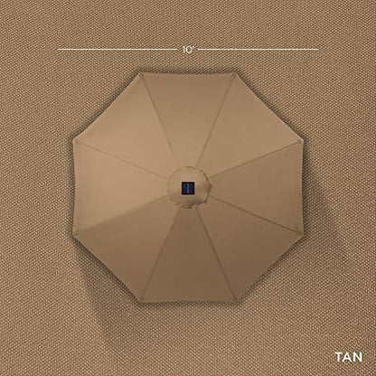 Best Choice Products 10ft Solar Powered Aluminum Polyester LED Lighted Patio Umbrella w/Tilt Adjustment and UV-Resistant Fabric - Tan - CookCave