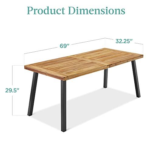 Best Choice Products 6-Person Indoor Outdoor Acacia Wood Dining Table, Picnic Table w/Powder-Coated Steel, 350 Pound Capacity Legs - Natural - CookCave