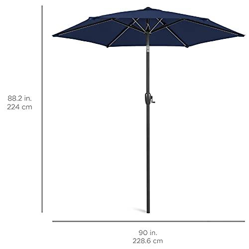Best Choice Products 7.5ft Heavy-Duty Round Outdoor Market Table Patio Umbrella w/Steel Pole, Push Button Tilt, Easy Crank Lift - Navy Blue - CookCave