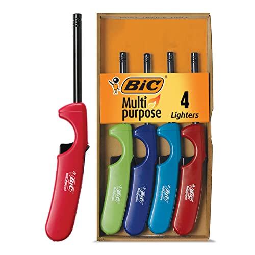 BIC Multi-purpose Classic Edition Candle Lighters, Long Durable Metal Wand, Great For Candles, Grills and Fireplaces, Assorted Colors, 4-Count - CookCave