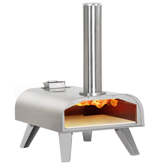 BIG HORN OUTDOORS Pizza Ovens Wood Pellet Pizza Oven Wood Fired Pizza Maker Portable Stainless Steel Pizza Grill - CookCave