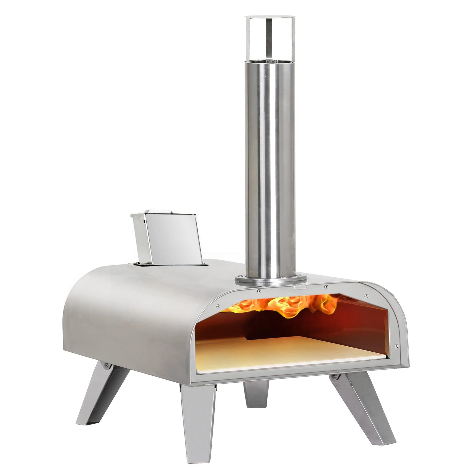 BIG HORN OUTDOORS Pizza Ovens Wood Pellet Pizza Oven Wood Fired Pizza Maker Portable Stainless Steel Pizza Grill - CookCave