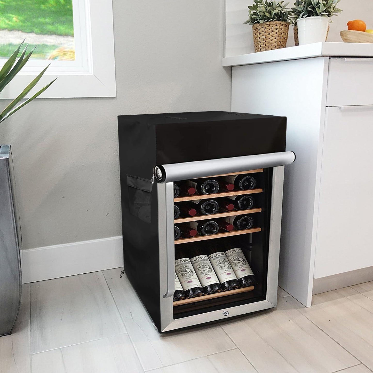Bitubi Wine Cooler Refrigerator Cover,Outdoor Fridge Cover – Waterproof, Dustproof, Sun-Proof, 20" W x 20" D x 33" H. Suitable for most 32-36 Bottle Beer or Wine Mini Fridge (Black) - CookCave