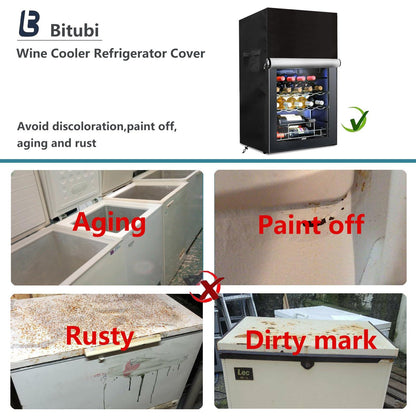 Bitubi Wine Cooler Refrigerator Cover,Outdoor Fridge Cover – Waterproof, Dustproof, Sun-Proof, 20" W x 20" D x 33" H. Suitable for most 32-36 Bottle Beer or Wine Mini Fridge (Black) - CookCave