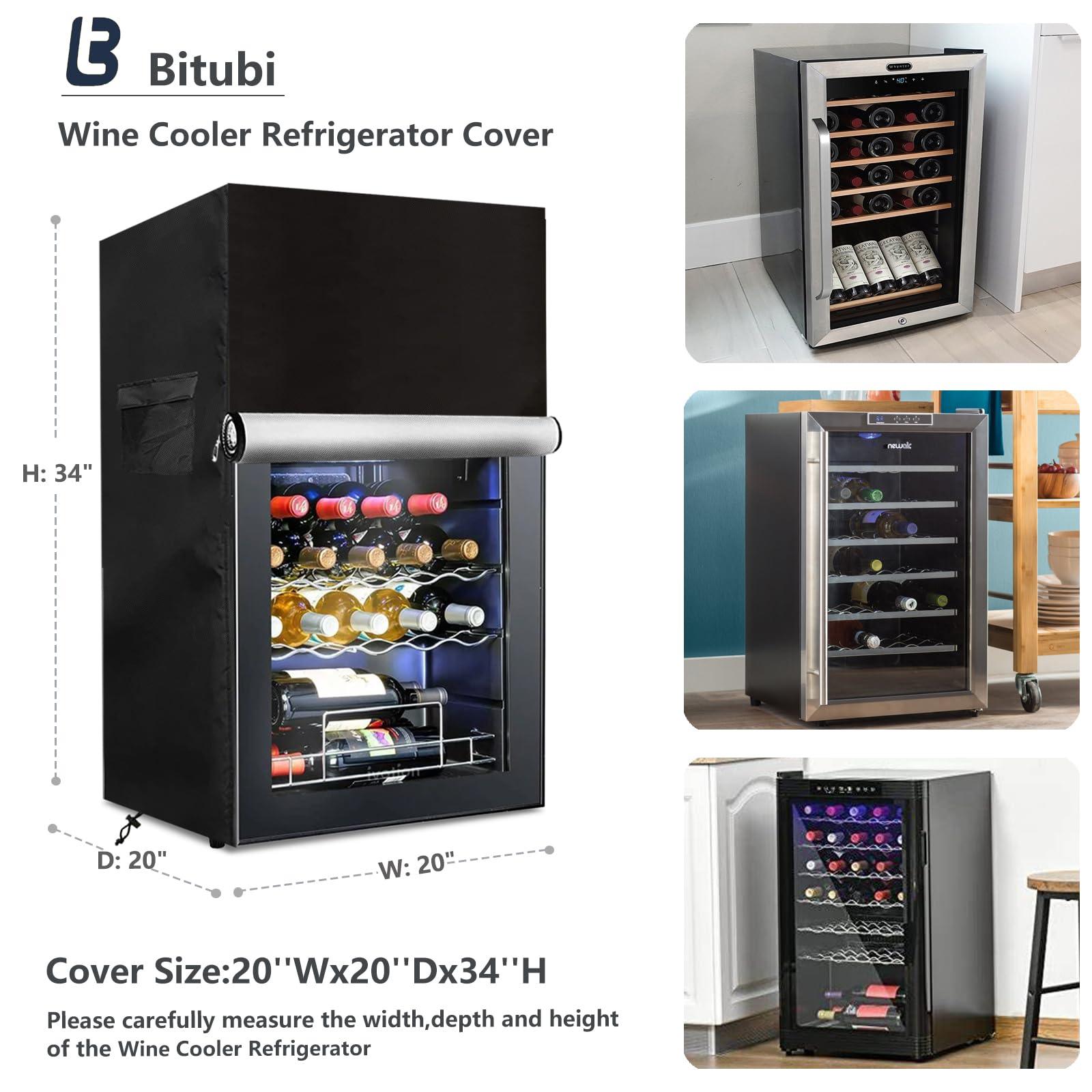 Bitubi Wine Cooler Refrigerator Cover,Outdoor Fridge Cover – Waterproof, Dustproof, Sun-Proof, 20" W x 20" D x 33" H. Suitable for most 32-36 Bottle Beer or Wine Mini Fridge (Black) - CookCave