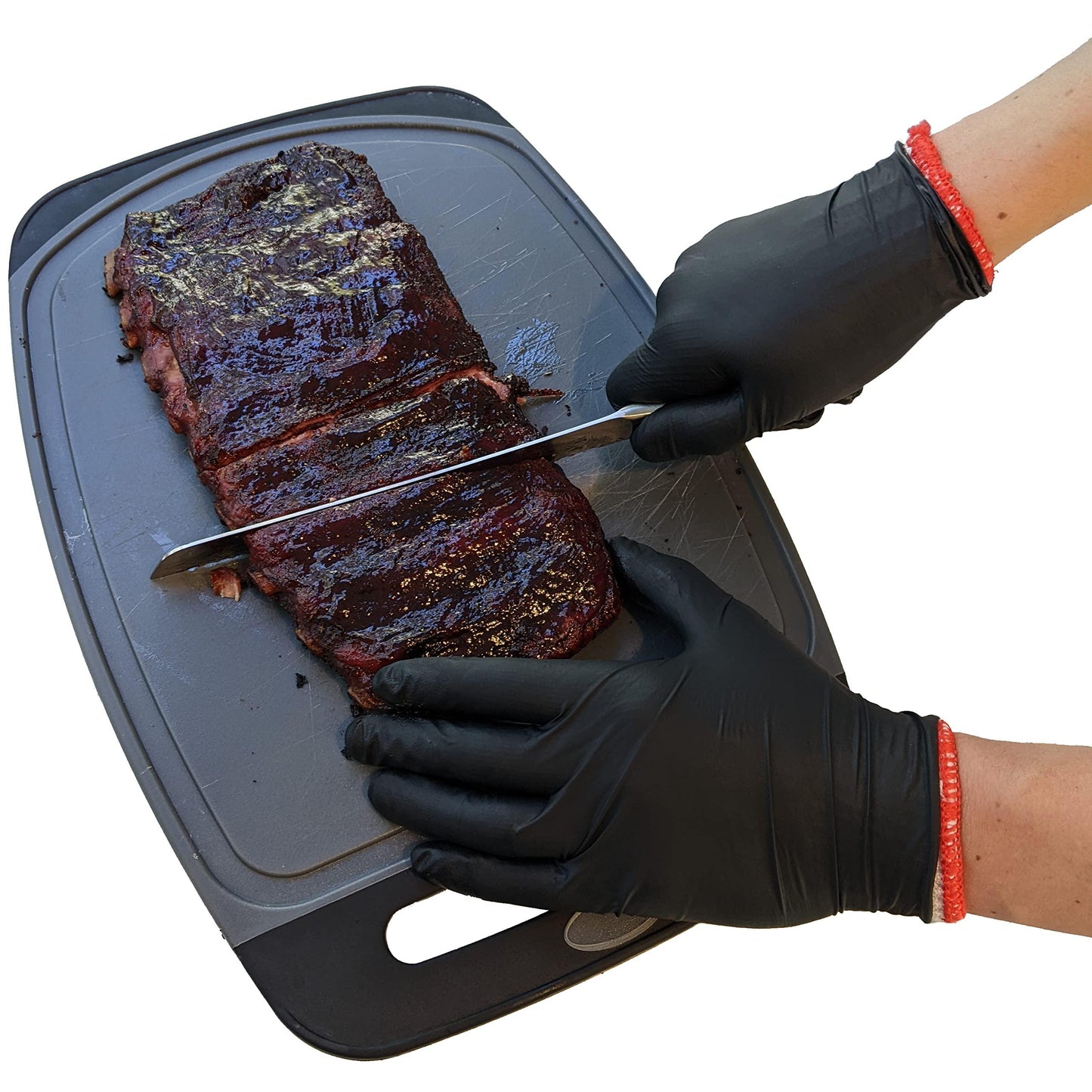 Black Disposable BBQ Gloves Kit with 50 Heavy Duty Textured Fingertip Grips and 2 Heat Resistant, Washable, Reusable Glove Liners for Grill BBQ Cooking Gloves, Meat Gloves for Pulling Meat - CookCave