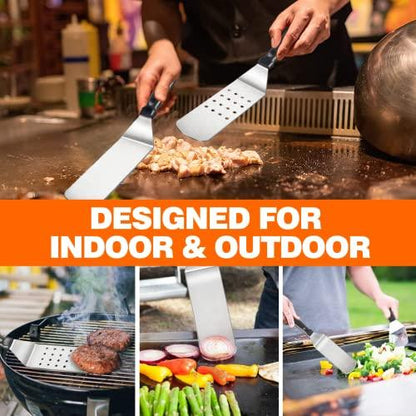 Blackstone Griddle Accessories, 15PCS Grill Accessories Kit for Blackstone and Camp Chef, Grill Kit with Brush, Spatula, Tongs, Flat Top Grill Accessories for Outdoor Camping BBQ - CookCave