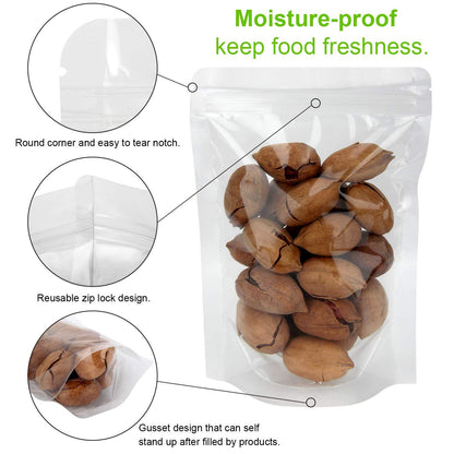 Blisstime 50 Pack Stand Up Pouch Bags, Resealable Clear Zip Lock Pouches With Tear Notch for Food Packing (3.9 X 5.9IN) - CookCave