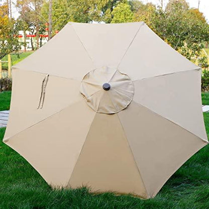 Blissun 9' Outdoor Market Patio Umbrella with Push Button Tilt and Crank, 8 Ribs (Tan) - CookCave