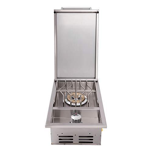 Bonfire Outdoor Kitchen Drop-In Single Side Burner with Lid for Outdoor BBQ Island, with Conversion Kit, 304 Stainless Steel, CBASSB - CookCave