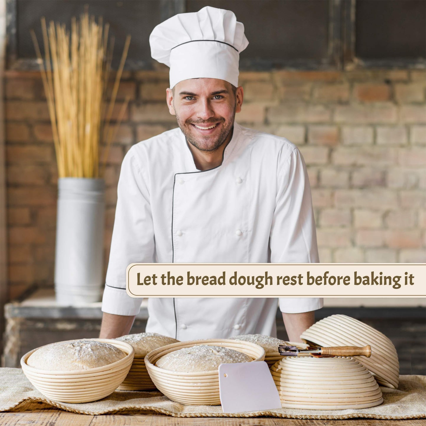 Bread Banneton Proofing Basket, Round 9" Set of 2, Sourdough Bread Baking Supplies Starter Kit, Bread Making Tools, Bread Basket Gift Set, by Criss Elite - CookCave