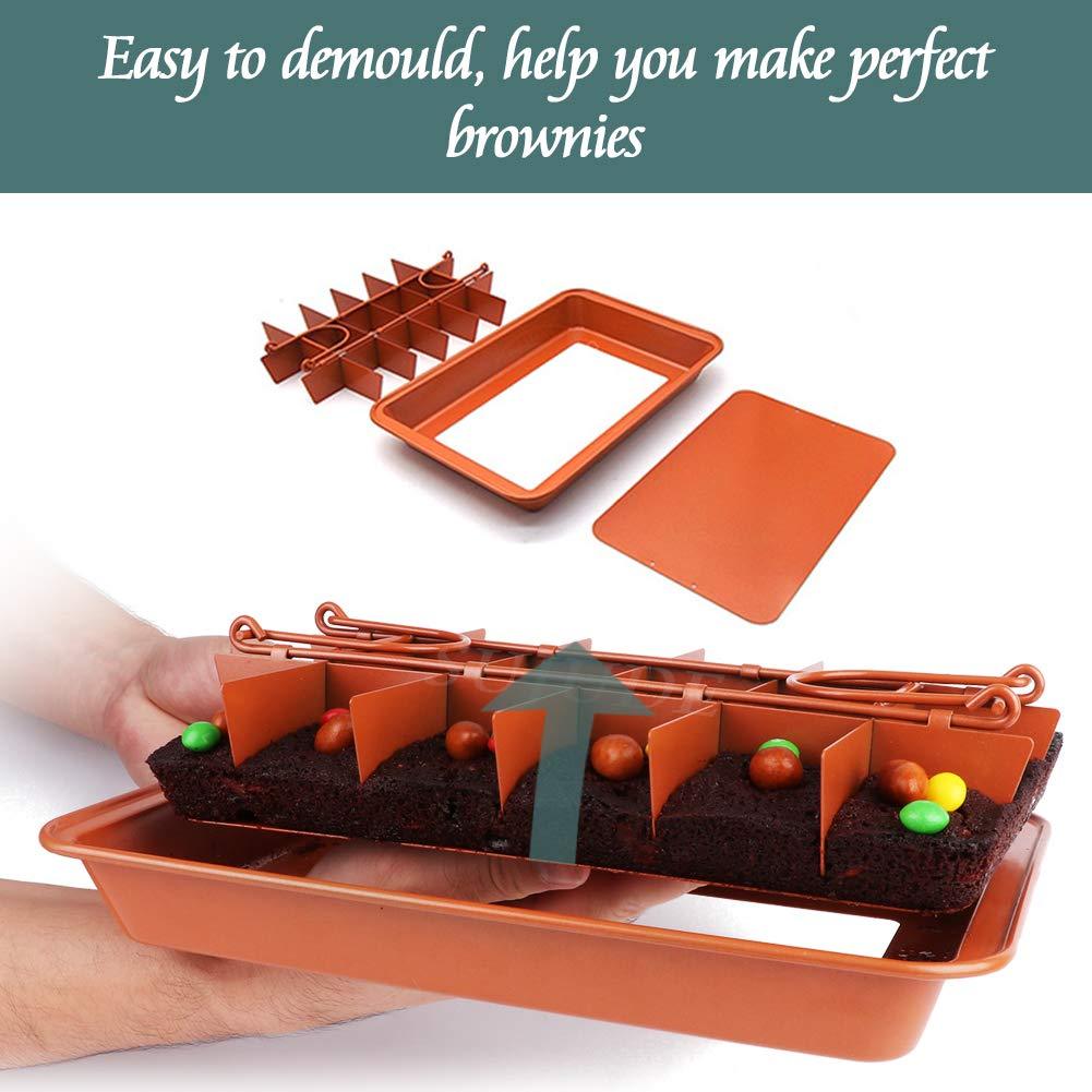 Brownie Pan with Dividers Baking Tray All Edges-Only - Bite Size Baking Steel Corner Brownies Pan with Cutter, Makes 18 Pre-cut Brownies Perfect All at Once - CookCave