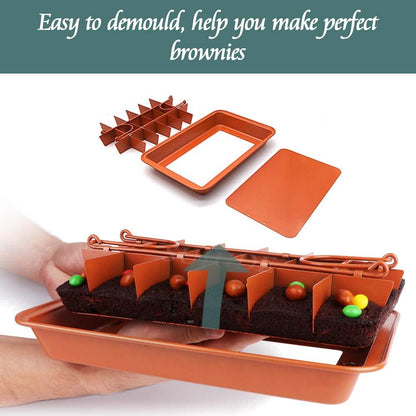 Brownie Pan with Dividers Baking Tray All Edges-Only - Bite Size Baking Steel Corner Brownies Pan with Cutter, Makes 18 Pre-cut Brownies Perfect All at Once - CookCave