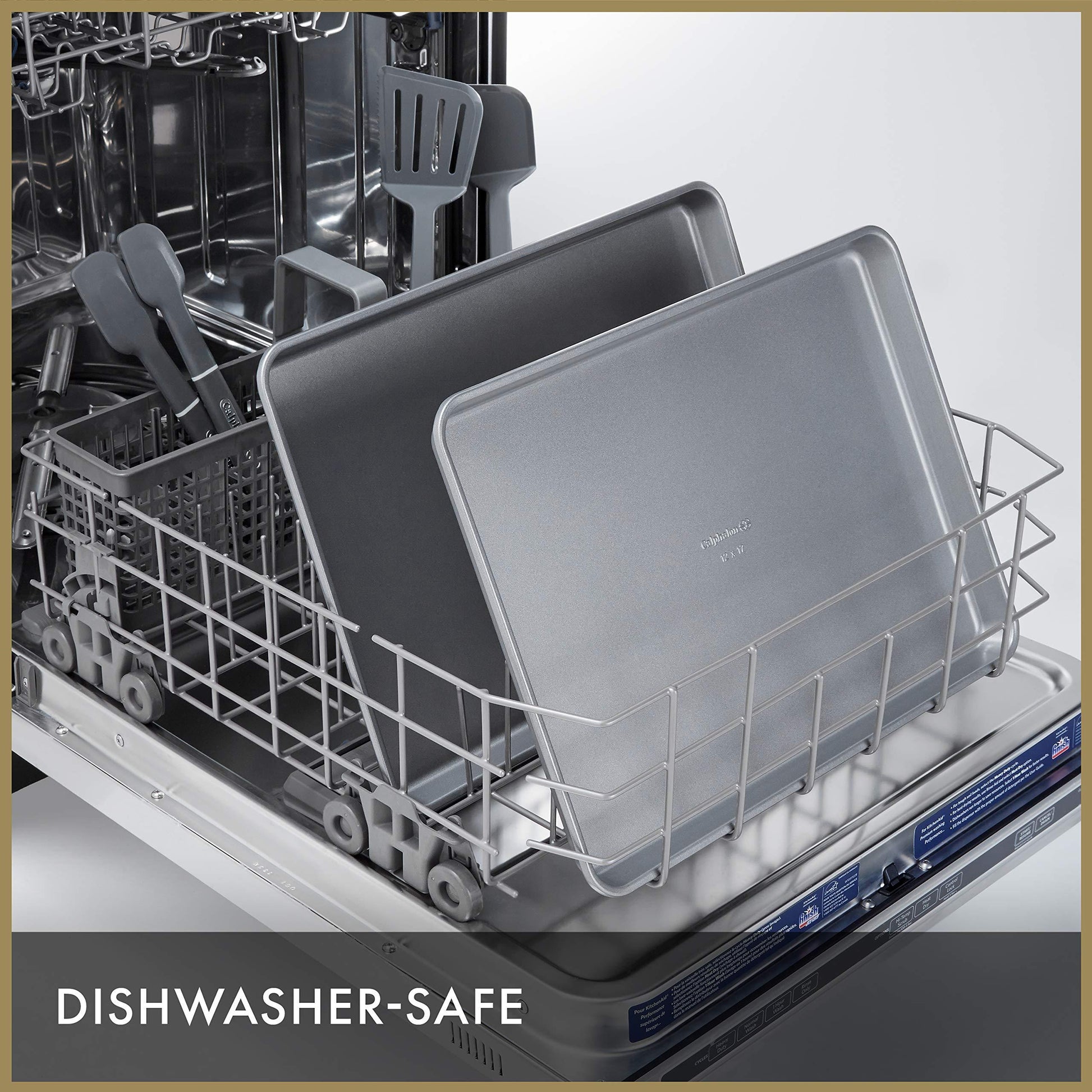 Calphalon Baking Sheets, Nonstick Baking Pans Set for Cookies and Cakes, 12 x 17 in, Set of 2, Silver - CookCave