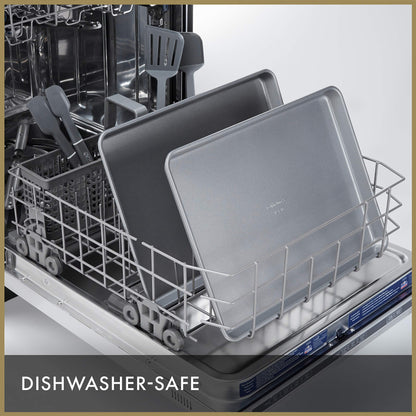 Calphalon Baking Sheets, Nonstick Baking Pans Set for Cookies and Cakes, 12 x 17 in, Set of 2, Silver - CookCave