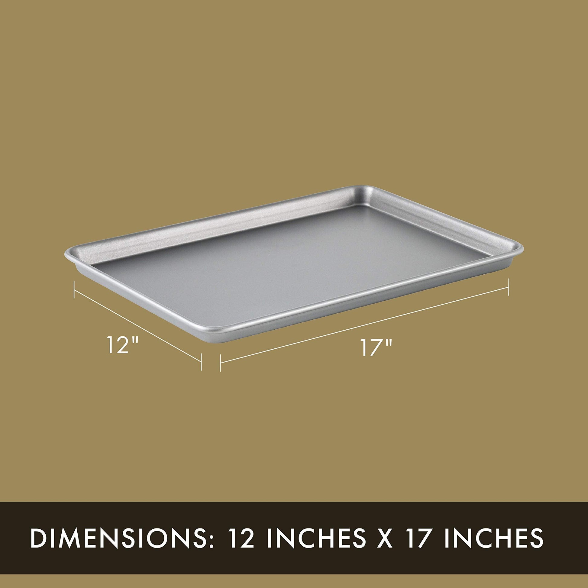 Calphalon Baking Sheets, Nonstick Baking Pans Set for Cookies and Cakes, 12 x 17 in, Set of 2, Silver - CookCave