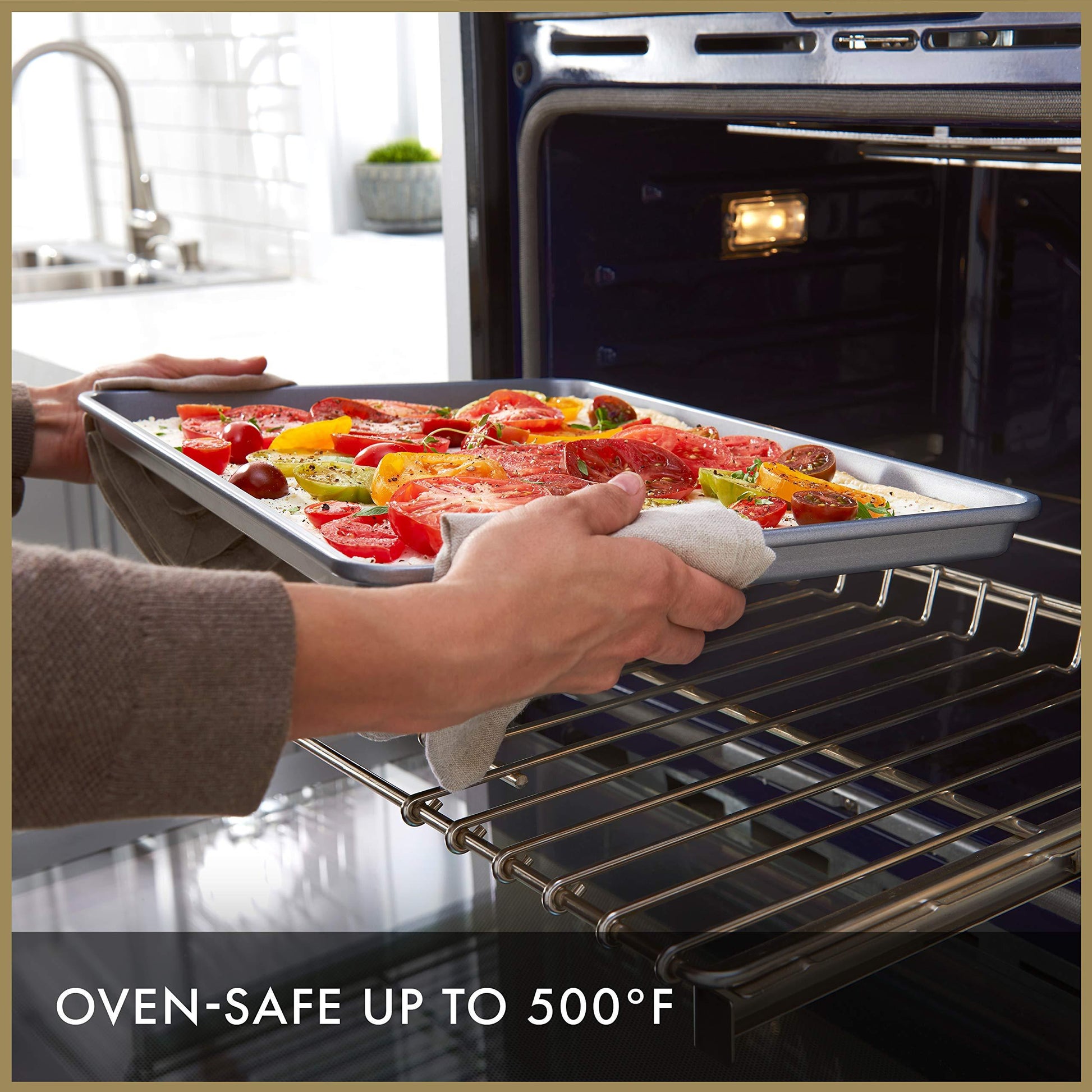 Calphalon Baking Sheets, Nonstick Baking Pans Set for Cookies and Cakes, 12 x 17 in, Set of 2, Silver - CookCave