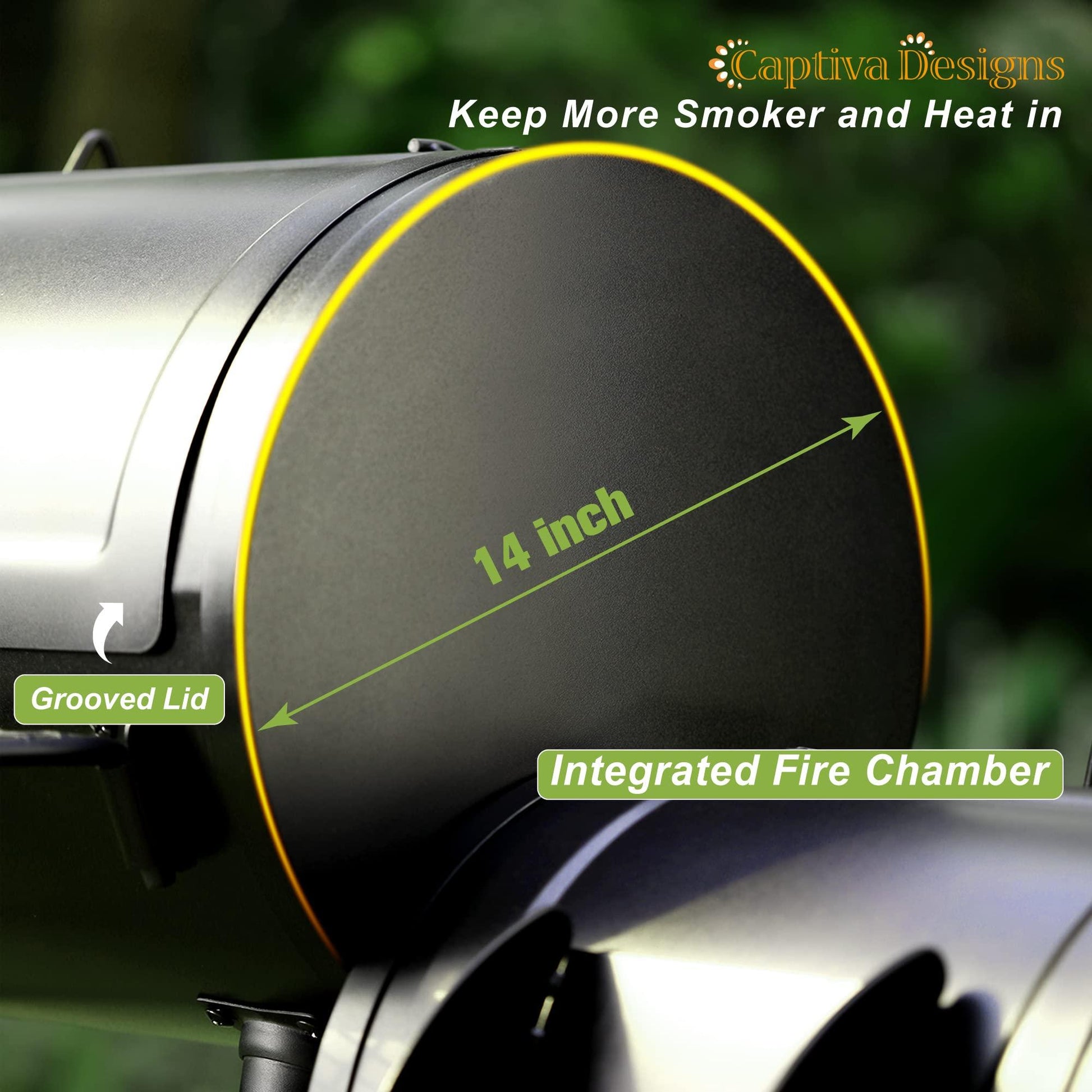 Captiva Designs Charcoal Grill with Offset Smoker, All Metal Steel Made Outdoor Smoker, 512 sq.in Cooking Area, Best Combo for Outdoor Garden Patio and Backyard Cooking - CookCave