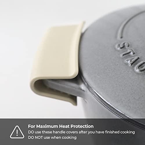 Carrotez Silicone Pot Holders, Heat Resistant Pot Handle Covers for Kitchen, Accessories for Cast Iron or Ceramic Dutch Ovens, 1 Pair (2 pcs) - Cream - CookCave