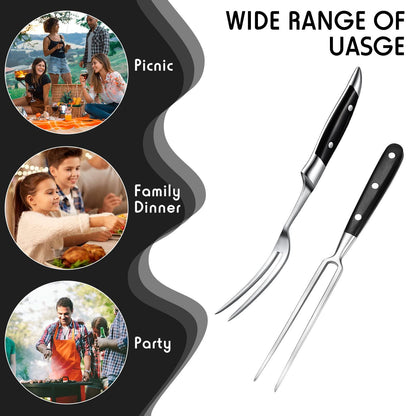 Carving Fork Meat Fork 2 Pieces Christmas Stainless Steel Serving Fork Cooking Fork with Wood Handle Classic Grill Fork with ABS Handle Xmas Black Kitchen Forks Barbecue BBQ Fork Carving Set, 12 Inch - CookCave