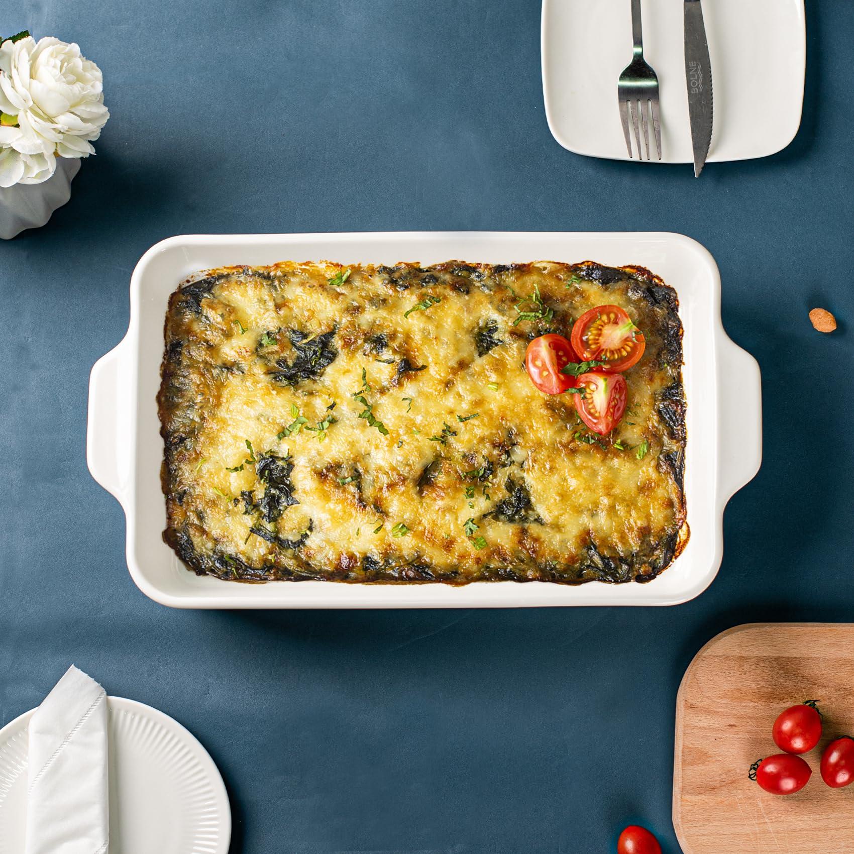 Casserole Dishes for Oven 9x13,2 Pack Ceramic Baking Dish Large & Deep,135 OZ Casserole Dish Set with Handles Durable Bakeware for Lasagna, Roasts, Cake Cooking, Lasagna Pan Sets Nonstick-Microwave - CookCave